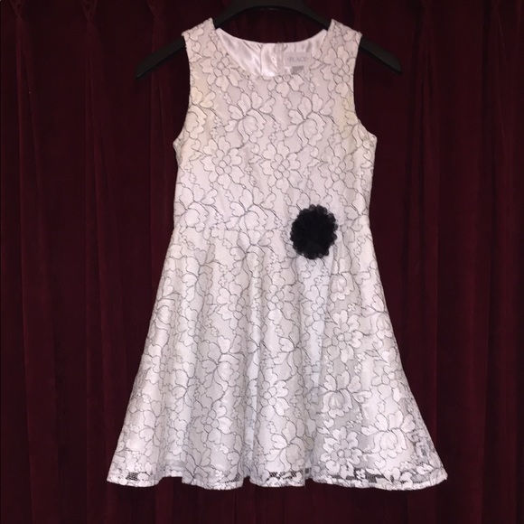 The Children’s place white and black lace dress